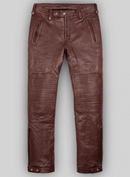 Soft Maroon Washed & Wax Belafonte Leather Pants