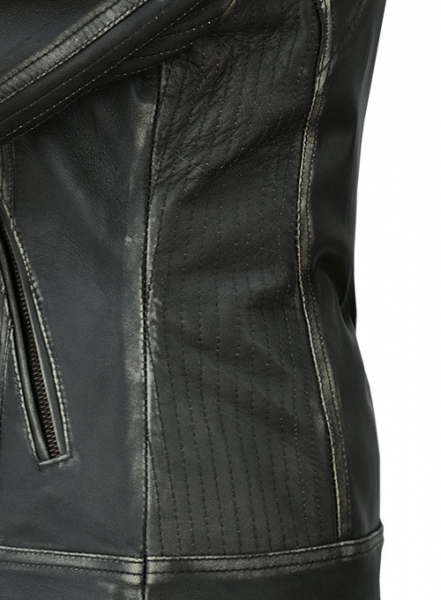 Rubbed Charcoal Leather Jacket # 217