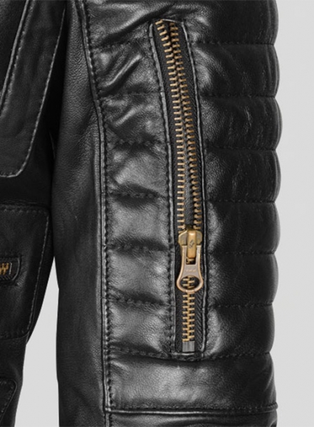 Thick Black Leather Jacket # 641