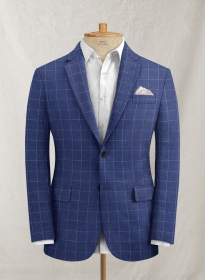 Italian Linen Cobalt Blue Checks Jacket