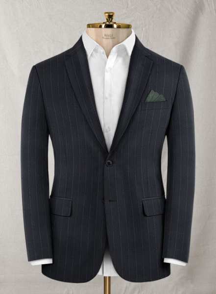 Reda Midnight Blue Stripes Wool Jacket