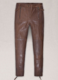 Spanish Brown Washed and Wax Leather Biker Jeans - Style #502 Spanish Brown Washed and Wax Leather Biker Jeans - Style #502