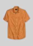 Dublin Autumn Orange Linen Shirt - Half Sleeves