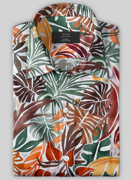 Italian Cotton Monstera Shirt- Half Sleeves