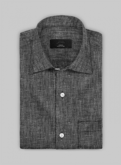 European Ash Gray Linen Shirt - Full Sleeves