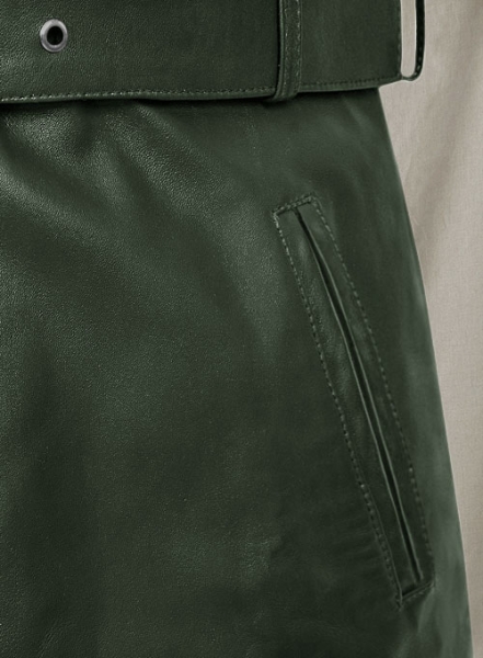Vintage Green Aiden Pearce Watch Dog Leather Trench Coat