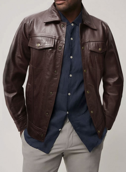 Thick Goat Brown Washed & Wax Tom Holland Leather Jacket