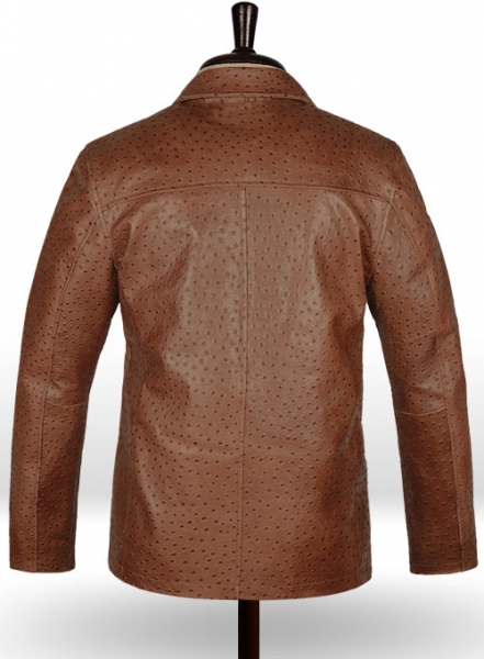 Brown Ostrich Leather Hipster Jacket #2