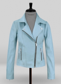 Spring Light Blue Stretch Leather Jacket # 213