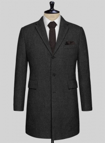 Vintage Rope Weave Charcoal Tweed Overcoat