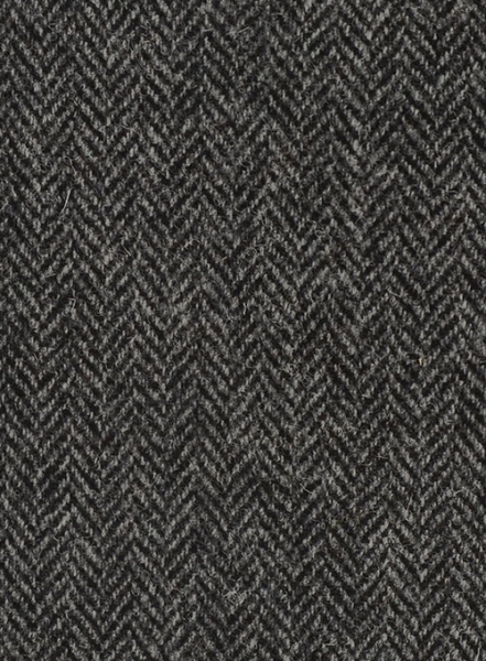 Harris Tweed Dark Gray Herringbone Pea Coat
