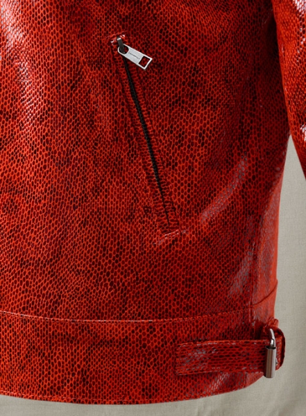 Shiny Red Python Leather Jacket #889