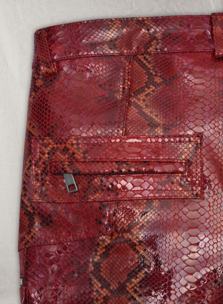 Bold Red Python Havana Leather Shorts Style # 362