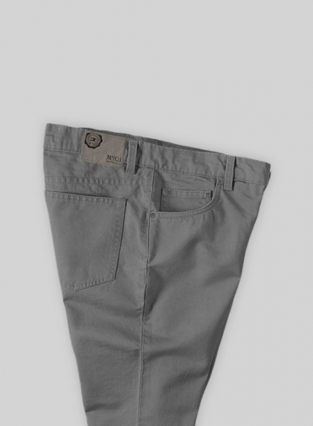 Kids Gray Feather Cotton Canvas Stretch Jeans