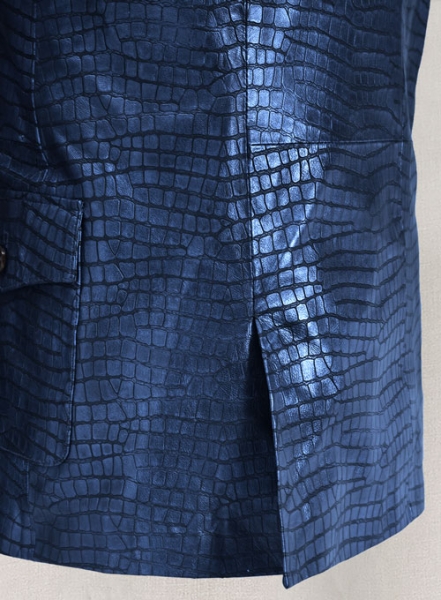 Croc Metallic Blue Western Leather Blazer