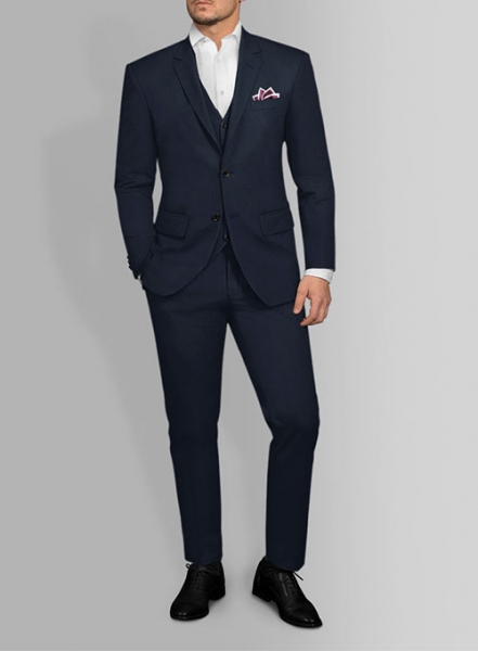 Italian Navy Blue Cotton Stretch Suit