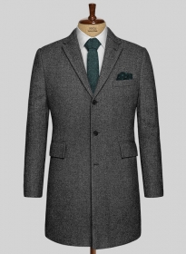 Vintage Dark Gray Weave Tweed Overcoat