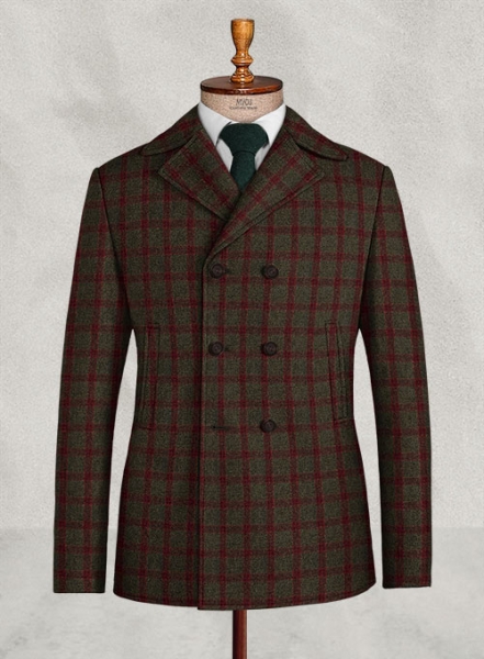 Italian Jacopi Melange Green Tweed Pea Coat