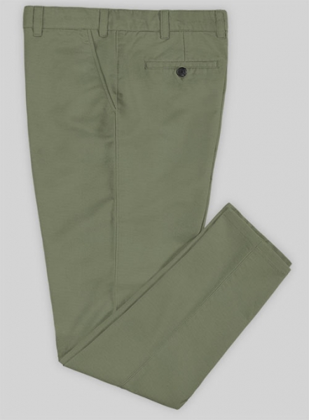 Green Feather Cotton Canvas Stretch Chino Pants