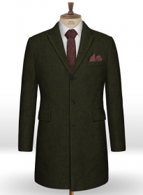 Light Weight Dark Green Tweed Overcoat