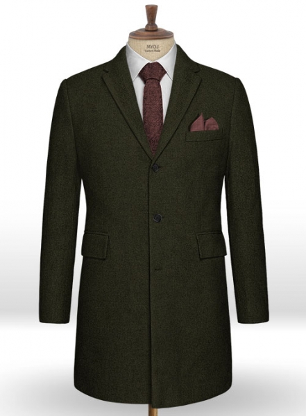 Light Weight Dark Green Tweed Overcoat