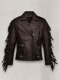Soft Brown Washed & Wax Kendall Jenner Leather Jacket #3