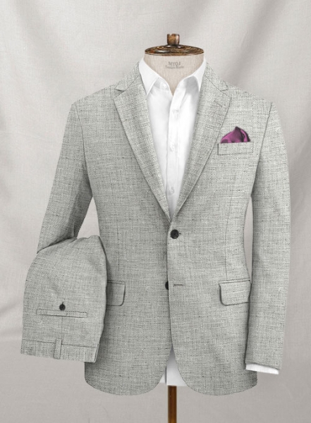 Italian Linen White Black Summer Suit