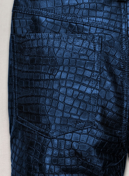 Croc Metallic Blue Leather Pants - Jeans Style