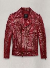 Bold Red Python Pure Leather Biker Jacket #2 Bold Red Python Pure Leather Biker Jacket #2