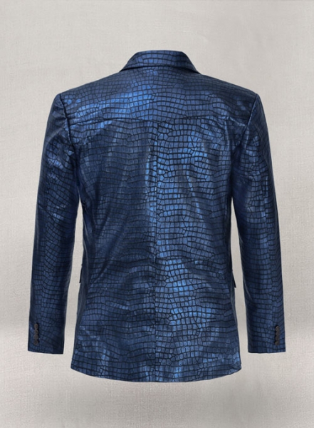 Croc Metallic Blue Western Leather Blazer