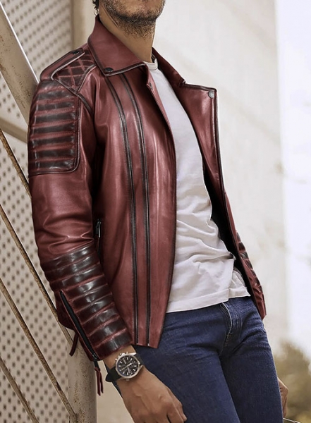 Charles Burnt Maroon Leather Jacket