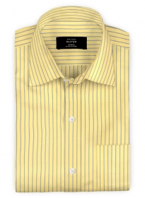 Giza Yellow Stripes Cotton Shirt - Full Sleeves