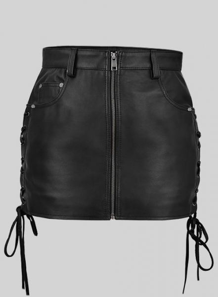 Side Lace-Up Leather Skirt - # 431