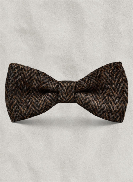 Harris Tweed Dark Brown Herringbone Bow - Special Offer