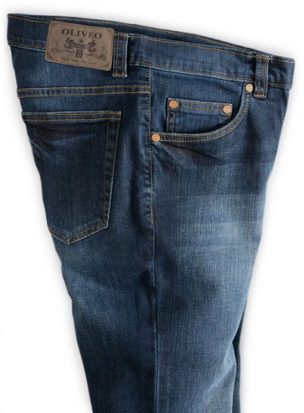 Wangle Blue Indigo Whisker Stretch Jeans