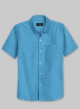 European Blue Linen Shirt - Half Sleeves