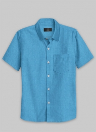 European Blue Linen Shirt - Half Sleeves