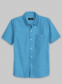 European Blue Linen Shirt - Half Sleeves