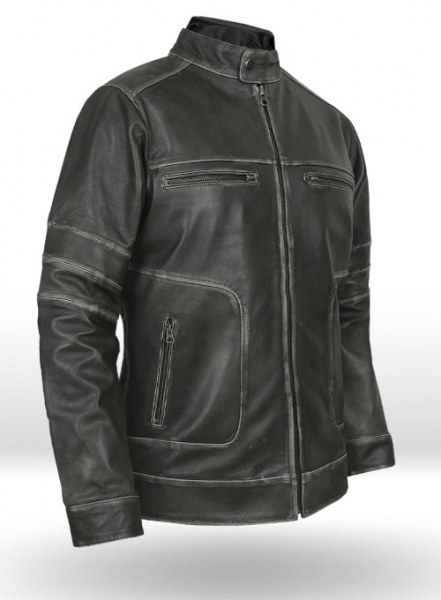 Zen Rubbed Charcoal Leather Jacket