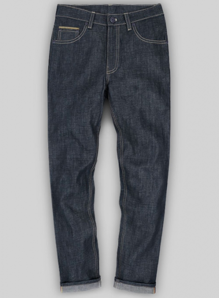 Selvedge Orange Denim Jeans - Raw Unwashed