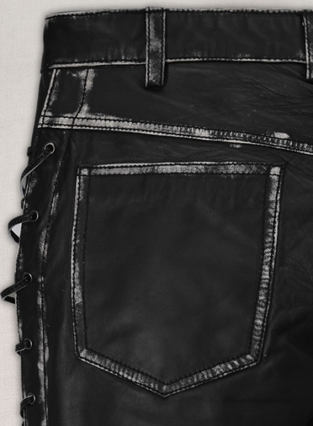 Rubbed Black Leather Pants # 515