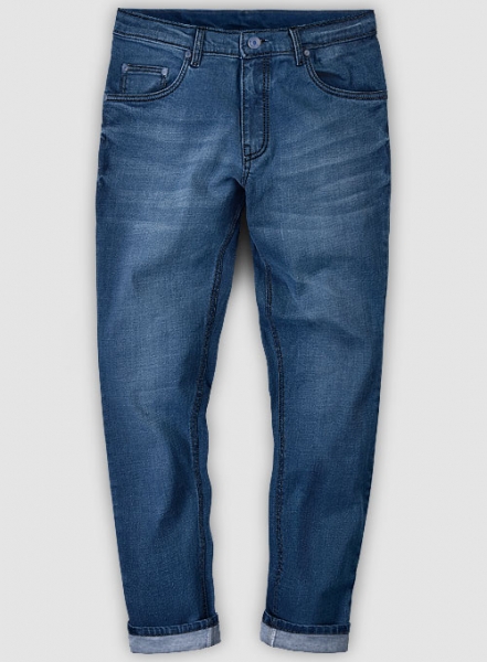 Marina Blue Stretch Stone Wash Whisker Jeans - Look #706