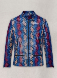 Glinting Bold Blue Python Leather Jacket Glinting Bold Blue Python Leather Jacket