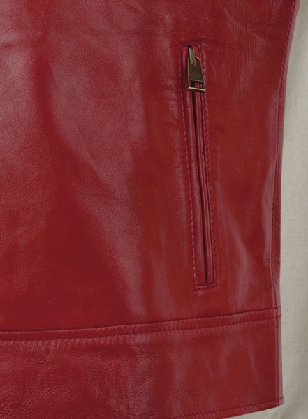 Cherry Red Akon Leather Jacket