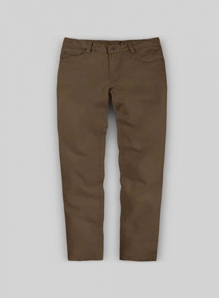 Kids Brown Feather Cotton Canvas Stretch Jeans