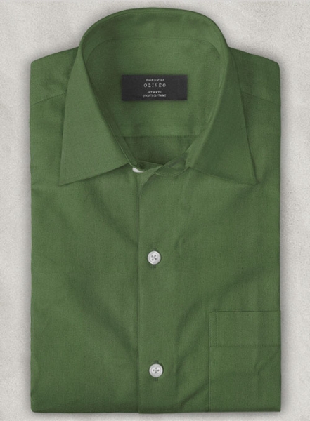 Forest Green Stretch Poplene Shirt - Half Sleeves