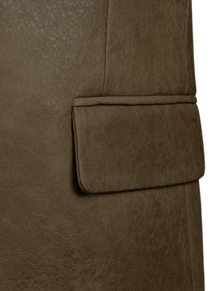 Classic Dark Olive Stretch Pleather Blazer