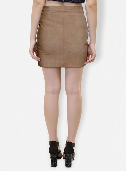 Dusty Beige Suede Basic Leather Skirt # 153