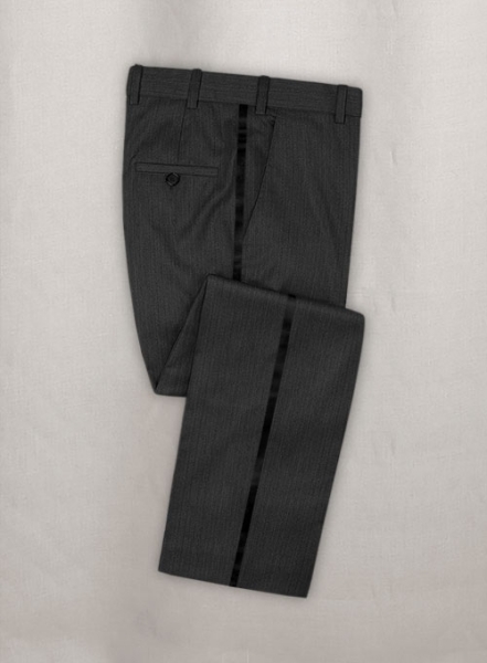 Napolean Charcoal Herringbone Wool Tuxedo Suit