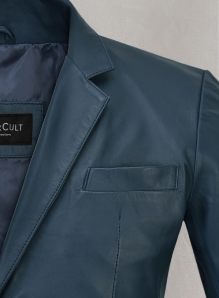 Soft Winsor Blue Leather Blazer